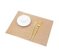 SCF2017 Rectangular 10Pcs Hessian Jute Placemats Burlap Table mats for Wedding Party Home Dining Table Decoration 40 * 30cm/15.7 * 11.8inch