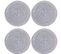 SCF2017 Round Woven Glitter Plastic Placemats 11cm Hollow Small Table Mats Coasters,Set of 4,Silver