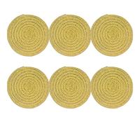 SCF2017 Round Woven Glitter Plastic Placemats 11cm Hollow Small Table Mats Coasters,Set of 6,Gold