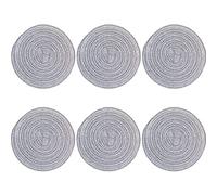 SCF2017 Round Woven Glitter Plastic Placemats 11cm Hollow Small Table Mats Coasters,Set of 6,Silver