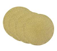 SCF2017 Round Woven Glitter Plastic Placemats 30cm Hollow Table Mats,Set of 4,Gold
