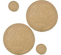 SCF2017 Round Woven Hemp Rope Placemats 30cm Table Mats and 11cm Coasters Set of 2