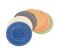 SCF2017 Set of 6 Round Woven Cotton Yarn Placemats 18cm Small Table Mats Coasters(Mixed Color)