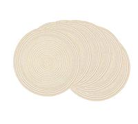 SCF2017 Set of 6 Round Woven Cotton Yarn Placemats 30cm Table Mats(Beige)
