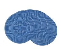 SCF2017 Set of 6 Round Woven Cotton Yarn Placemats 30cm Table Mats(Blue)