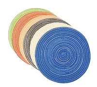 SCF2017 Set of 6 Round Woven Cotton Yarn Placemats 30cm Table Mats(Mixed Color)