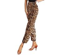 SCGGINTTANZ G4034 Latin Modern Ballroom Dance Professional tightened Cuff Design Pants/Trousers, (Sbs)leopard, M