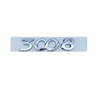 SCHAAN 3D ABS Chrome Silver Black Car Rear Trunk Decal Emblem Badge Letters Number Sticker Fit For Peugeot 2008 3008 4008 5008 Accessories Car Stickers (Color : 3008 Silver)