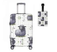 Schafss Elastic Suitcase Protective Cover + Luggage Tag Set of 2 Suitcase Cover Luggage Cover Luggage Cover Washable Print Luggage Cover 18-32 Inches, R1, M(22-24in), Suitcase cover