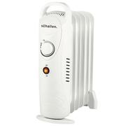 Schallen 800W 6 Fin Mini Small Portable Electric Slim Oil Filled Radiator Heater With Adjustable Temperature- White