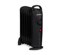 Schallen 800W 6 Fins Black Portable Electric Slim Oil Filled Radiator Heater with Adjustable Temperature Thermostat, Modern Fast Home Heating (Black, 800W)