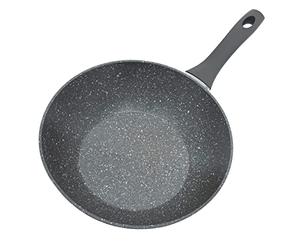 Schallen Anthracite Grey Kitchen Cookware Non Stick Frying Pan Saucepan Cooking Stock Pot Full Pan Set with Soft Grip Handles (Black Soft Handle, Wok - 28cm)