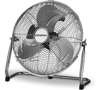 Schallen Chrome Silver Metal High Velocity Cold Air Circulator Adjustable Floor Fan With 3 Speed Settings - 14"