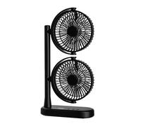 Schallen Double Head Fan with USB-C Power | Portable Dual Head Cooling Fan with 2 Adjustable Speeds | Table Desk Fan for Home, Office, Bedroom (Black, Table Desk Fan, Double Head)