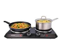 Schallen Electric Plate Warmer Single or Double Iron Heating Plate | Adjustable Thermostat Control with Indicator Light | Home, Catering, Buffet & Hospitality Use | Black (1, Black, Double)