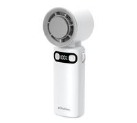 Schallen Handheld Fan with Ice Cooling Plate, 100-Speed Portable Rechargeable Fan, 4000mAh Battery, Up to 11 Hours Runtime & Digital Display for Travel, Office and Outdoors (White)