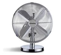 Schallen Home & Office Electric Sturdy Metal 12" 3 Speed Tilt Oscillating Worktop Desk Table Air Cooling Fan (Chrome | Silver)