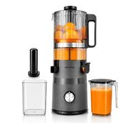 Schallen Juicer Machine - Large 135mm Feed Chute with Pre-Cutting Function for Whole Fruit & Veg, 1.5L Juicer with 2 Cups, Easy Clean, Cold Press Slow Juicer in Matt Black