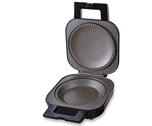 Schallen Large Single Electric 1200W Non-Stick Deep Fill Pie Maker Machine | Bake Traditional British Pies | Silver & Black with Marble Coated Plates