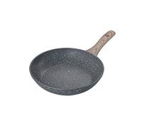 Schallen Non-Stick Anti-Scratch Grey Marble Coated Frying Pans with Cool Touch Handles, Suitable for All Hobs Induction, Electric and Gas Pans (Wooden Soft Handles, 20cm Frying Pan)