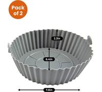 Schallen Pack Of 2 Round Circular Reusable Easy Clean Silicone Air Fryer Liners Pot Basket Tray