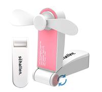 Schallen Portable Mini Folding Pocket Fan - USB Rechargeable Electric Desk Fan for Home, Office, Travel, Camping (White and Pink)