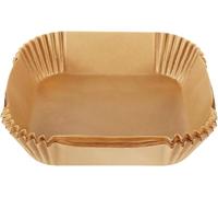 Schallen Rectangle and Circle Air Fryer Parchment Paper Disposable Baking Paper Liners Trays for Air Frying Machine, BBQ, Baking & Steamer | Oil and Water Resistant | Pack of 50 (Square | 20cm)