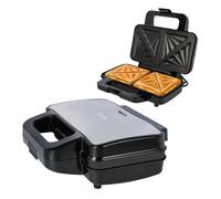 Schallen Sandwich Toaster Maker & Toastie Maker Butty Toasting Machine - Deep Fill Non-Stick Hot Plates - 4 Slice Electric Grill Press for Toasted Cheese Snacks Lunch Breakfast - Black & Silver