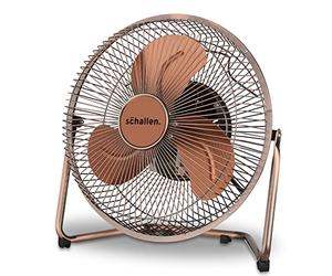 Schallen Small 9" Metal High Velocity Cold Air Circulator Adjustable Floor Fan with 3 Speed Settings (Copper)