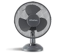 Schallen Small Plastic Blades 9" Portable Desk Table Oscillating Cooling Fan with 2 Speed Setting & Quiet Operation (Grey)