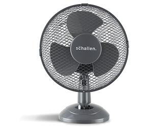 Schallen Small Plastic Blades 9" Portable Desk Table Oscillating Cooling Fan with 2 Speed Setting & Quiet Operation (Grey)