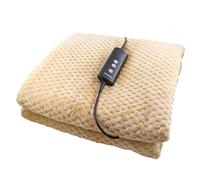 Schallen Waffle Soft Fleece Heated Electric Throw Over Blanket Honeycomb Overblanket with Timer and 10 Heat Settings for Sofa and Bed | Machine Washable | Large 160 x 120cm (Mink | Neutral)