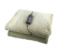 Schallen Waffle Soft Fleece Heated Electric Throw Over Blanket Honeycomb Overblanket with Timer and 10 Heat Settings for Sofa and Bed | Machine Washable | Large 160 x 120cm (Khaki | Sage Green)
