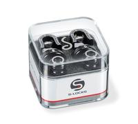 Schaller Black Chrome Guitar Strap Security Locks with Hardened Steel Buttons & Triple-Lock System - Acoustic & Electric Guitar Strap Attachment with Extra-Long Screws for All Sizes - 1 Pair