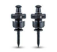 Schaller Black Chrome Guitar Strap Security Locks with Hardened Steel Buttons & Triple-Lock System - Acoustic & Electric Guitar Strap Attachment with Extra-Long Screws for All Sizes - 1 Pair