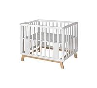 Schardt 02 050 00 87 077 Playpen Holly White/Natural Solid Beech Wood with Grey Stars Foil, Made in Germany, Beige