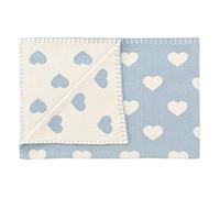 Schardt 15 002 202 Knitted Blanket Hearts Light Blue/Blue