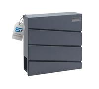 SCHARTEC® Designer Letter Box with Newspaper Compartment Modern Large Wall Letter Box Anthracite