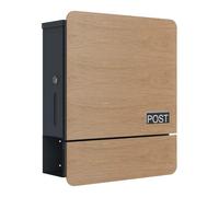 SCHARTEC Letter Box SPB-4 Light Wood Design with Newspaper Compartment Modern & Large Wall-Mounted Letterbox Postbox