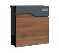 SCHARTEC® Letter Box SPB-7 Wood Design Dark and Anthracite with Newspaper Compartment Modern & Large Wall Letter Box Postbox
