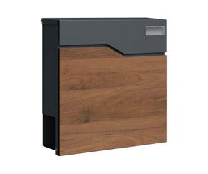 SCHARTEC® Letter Box SPB-7 Wood Design Dark and Anthracite with Newspaper Compartment Modern & Large Wall Letter Box Postbox