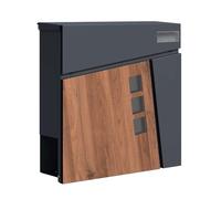 SCHARTEC® Letter Box Wood Design & Anthracite with Newspaper Compartment Modern & Large Wall Letter Box Postbox