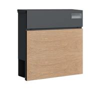 SCHARTEC Letter Box SPB-6 Wood Design Light and Anthracite with Newspaper Compartment Modern & Large Wall Letter Box Postbox