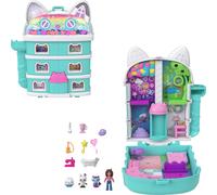 Schatulle von Polly Pocket x Gabby’s Dollhouse, Minipuppen und Spielset, 9 passe