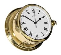 Schatz Royal Quartz Wall Clock Polished Brass 2 x Varnished White Dial Black Scale Roman Numerals Red Second Hand