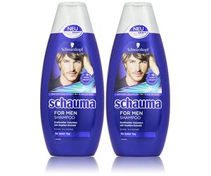 Schauma For Men Shampoo Pack, 2 x 400 ml with Hop Extract for Strengthening and Nourishing Hair