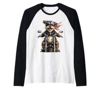 SCHAUZER Biker American Patriot Motorcycle Dog Rider Raglan Baseball Tee