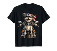 SCHAUZER Biker American Patriot Motorcycle Dog Rider T-Shirt