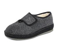 SCHAWOS Johanna Women's Felt Slippers Warm Lined Virgin Wool Non-Slip Fastening, gray, 8.5 UK