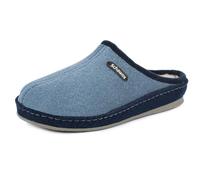 SCHAWOS Men's Felt Slippers 6030 Warm Lined Virgin Wool with Footbed Solid Sole Non-Slip, navy 10w, 12 UK